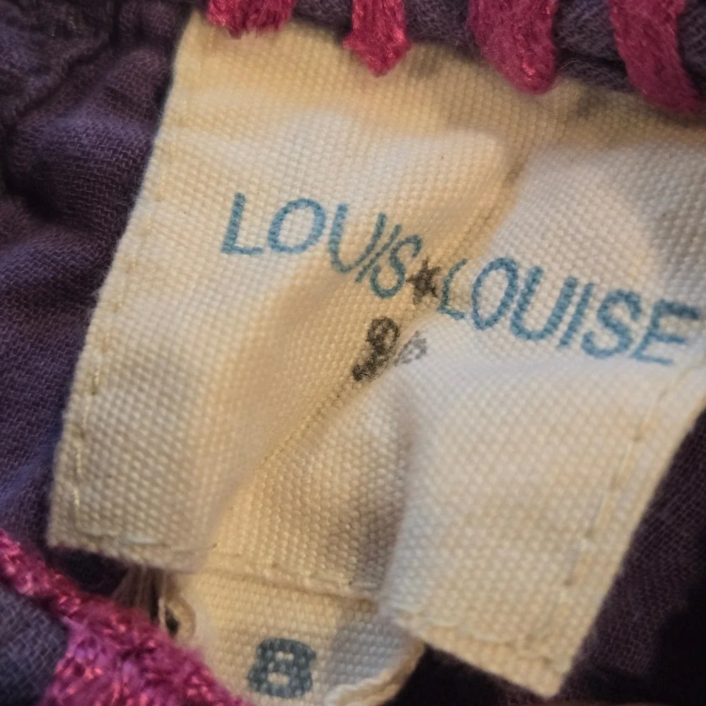 Louis Louise Girls Purple‎ Cotton Gauze Embroidered Floral Dress Size 8